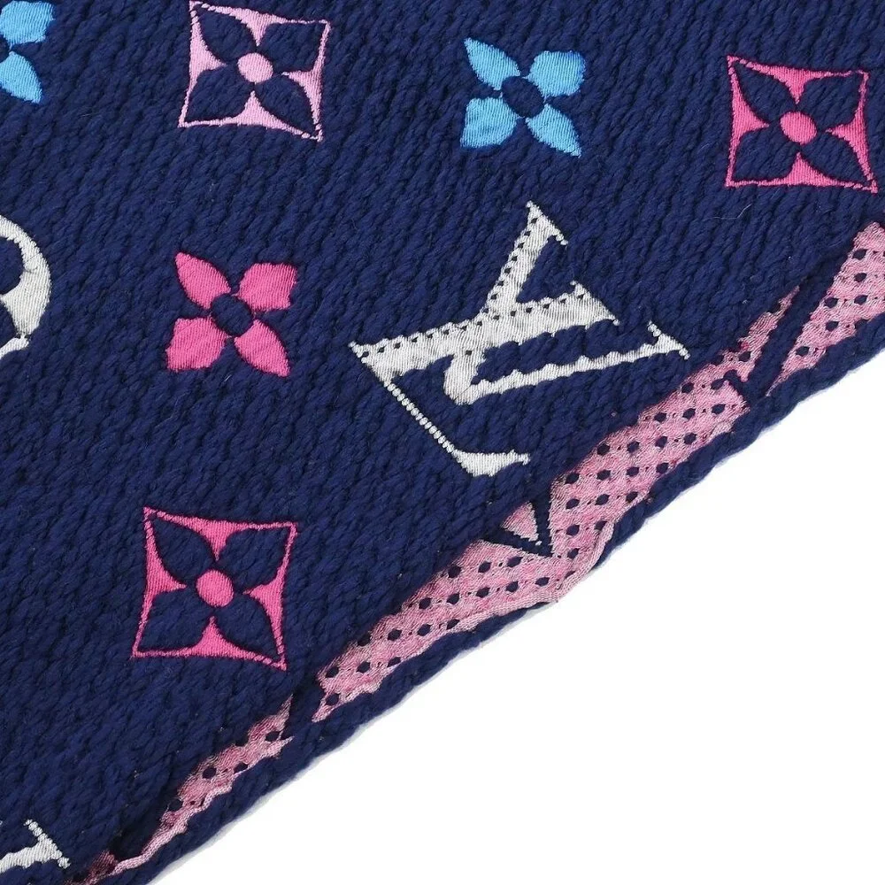 Louis Vuitton Navy Monogram Echarpe Logomania Rainbow Scarf M70899 GM0138 117791 - Picture 2 of 8